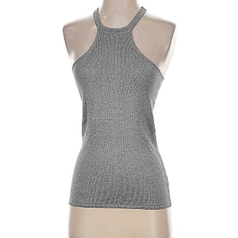 Halston Heritage Silver Knit Tank Top